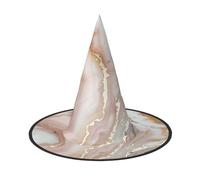 WOmeng Cappello da strega di Halloween, con stampa marmorizzata, colore oro rosa, accessorio per costume di carnevale, pieghevole, leggero, per feste