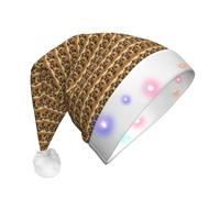 WOmeng Cappello natalizio unisex con stampa animalier zebrata, con luci, accessorio per feste di Natale