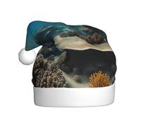 WOmeng Cappello natalizio unisex con stampa subacquea con vista sull'oceano per adulti, accessorio per feste in costume
