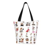 WOmeng Carino Chihuahua Pug modello stampa estate versatile borsa a tracolla borsa da viaggio spiaggia uso quotidiano ampio spazio di archiviazione