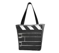WOmeng Classico film Clapboard stampa nera estate versatile borsa a tracolla borsa da viaggio spiaggia uso quotidiano ampio spazio