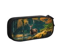 WOmeng Deer Bear Alce Stampa Matita Cancelleria Borsa Scuola College Ufficio Pouch Penne Pastelli Arte Scuola Forniture, Nero , Taglia unica, Set di zaini per la scuola