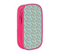 WOmeng Divertente astuccio con stampa di canguro e zoo, pratico astuccio per la scuola, penne, matite, accessori artistici, varie occasioni, rosa, Taglia unica, Con tasca per il