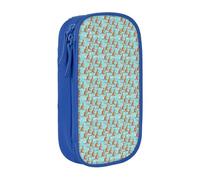 WOmeng Divertente astuccio con stampa di canguro e zoo, pratico astuccio per la scuola, penne, matite, accessori artistici, varie occasioni, Blu, Taglia unica, Con tasca per il