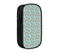 WOmeng Divertente astuccio con stampa di canguro e zoo, pratico astuccio per la scuola, penne, matite, accessori artistici, varie occasioni, Nero , Taglia unica, Con tasca per il