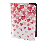 WOmeng Falling Red Hearts Print - Custodia a portafoglio per passaporto da viaggio per uomo e donna, leggera ed elegante, Nero , Taglia unica