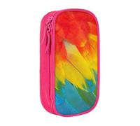 WOmeng Fantastico astuccio con piume di pappagallo, pratico astuccio per la scuola, penne, matite, accessori artistici per varie occasioni, rosa, Taglia unica, Con tasca per il