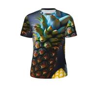 WOmeng Fruit Ananas Stampa Uomo Moda Manica Corta T-Shirt Running Fitness Routine Attività Estive, Nero , M