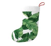 WOmeng Graziose calze di Natale con foglie di palma verdi stampate, decorazione natalizia per feste di famiglia e feste