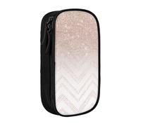WOmeng Grazioso astuccio con stampa glitterata per la scuola, penne e matite, accessori artistici per varie occasioni, Nero , Taglia unica, Con tasca per il