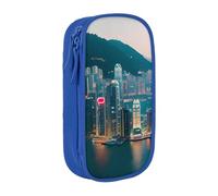 WOmeng Hong Kong Stampa Pratico Astuccio Scuola Forniture Penne Matite Accessori Artistici Varie Occasioni, Blu, Taglia unica, Con tasca per il