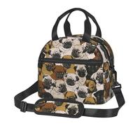 WOmeng Imagen De Pug - Borsa termica per il pranzo, riutilizzabile, con tracolla regolabile, per picnic, lavoro, viaggi, scuola