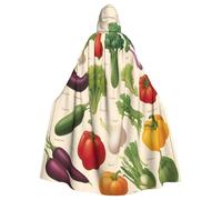 WOmeng Introduzione Di Varie Verdure Stampa Full Length Halloween Unisex Mantello Con Cappuccio Colori Medievali Costume Cosplay Partito