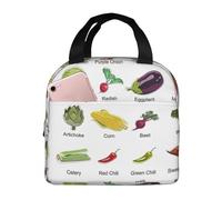 WOmeng Introduzione di varie verdure stampa funzionale borsa termica alla moda Lunch Box adatto bambini adulti attività all'aperto