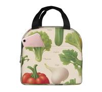 WOmeng Introduzione di varie verdure stampa funzionale borsa termica alla moda Lunch Box adatto bambini adulti attività all'aperto