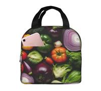 WOmeng Introduzione di varie verdure stampa funzionale borsa termica alla moda Lunch Box adatto bambini adulti attività all'aperto