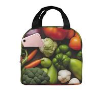 WOmeng Introduzione di varie verdure stampa funzionale borsa termica alla moda Lunch Box adatto bambini adulti attività all'aperto