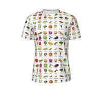 WOmeng Introduzione di varie verdure stampa uomo moda manica corta t-shirt running fitness routine attività estive, Nero , M