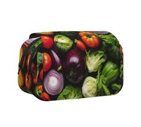 WOmeng Introduzione di varie verdure Stampa Versatile Pen Case Convenienza Scomparti Viaggio Forniture per ufficio Grande capacità