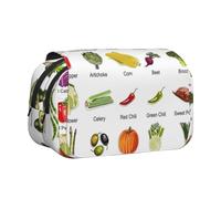 WOmeng Introduzione di varie verdure Stampa Versatile Pen Case Convenienza Scomparti Viaggio Forniture per ufficio Grande capacità