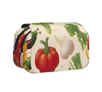 WOmeng Introduzione di varie verdure Stampa Versatile Pen Case Convenienza Scomparti Viaggio Forniture per ufficio Grande capacità