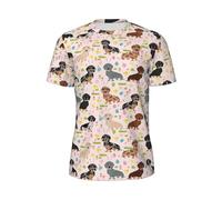 WOmeng Maglietta da uomo a maniche corte con stampa di fiori di cane, per corsa, fitness, attività estive, Nero , 3XL