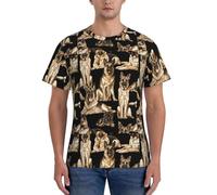 WOmeng Maglietta da uomo con stampa di pastore tedesco, a maniche corte, comoda, per palestra, uso quotidiano, assorbe l'umidità, Nero , 3XL