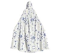 WOmeng Mano Disegnato Fiore Stampa Completa Lunghezza Halloween Unisex Mantello Con Cappuccio Colori Medievali Costume Cosplay Partito