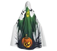 WOmeng Mantello con cappuccio per adulti con stampa di zucca horror fantasma verde horror costume cosplay carnevale festa in maschera accessorio mantello