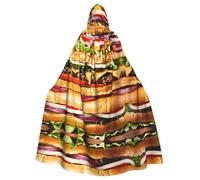 WOmeng Motivo alimentare divertente stampa intera Halloween mantello unisex con cappuccio colori medievali costume cosplay partito