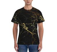 WOmeng Oro Nero Stampa Carta Da Parati Uomini Praticità Manica Corta Comoda T-Shirt Palestra Usura Quotidiana Traspirante, Nero , M