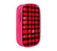 WOmeng Pratico astuccio per matite con stampa scozzese rossa e nera, accessori per la scuola, penne, matite, accessori artistici per varie occasioni, rosa, Taglia unica, Con tasca per il