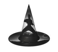 WOmeng Silhouettes Of Martial Arts Stampa Halloween Strega Cappello Carnevale Costume Accessorio Pieghevole Leggero Cap Festival