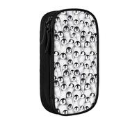 WOmeng Simpatico astuccio con stampa di pinguini, pratico astuccio per la scuola, penne, matite, accessori artistici, varie occasioni, Nero , Taglia unica, Con tasca per il
