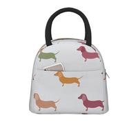 WOmeng Simpatico bassotto cani stampa stile isolato pranzo borse grande capacità borsa portatile scuola escursioni spiaggia gite