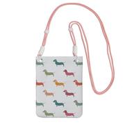 WOmeng Simpatico bassotto con stampa di cani borsa a tracolla per telefono cellulare resistente all'acqua viaggio escursionismo shopping uso quotidiano, rosa, Taglia unica