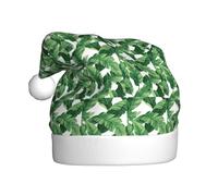 WOmeng Simpatico cappello di Natale con foglie di palma verdi stampate, unisex, per adulti, accessorio per feste