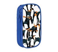 WOmeng Simpatico pinguino con stampa con motivo animale, pratico astuccio per la scuola, penne, matite, accessori artistici, varie occasioni, Blu, Taglia unica, Con tasca per il