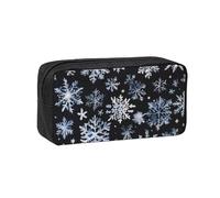 Womeng Spazioso astuccio portapenne con stampa di stelle e fiocchi di neve con pupazzo di neve e stelle e fiocchi di neve, grande capacità, per ufficio e casa