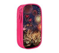 WOmeng Stampa fuochi d'artificio pratico astuccio per matite forniture scolastiche penne matite accessori artistici varie occasioni, rosa, Taglia unica, Con tasca per il