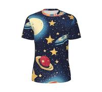 WOmeng Starry Sky Universo Space Print Uomo Moda Manica Corta T-Shirt Running Fitness Routine Attività Estive, Nero , M