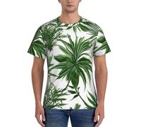 WOmeng T-shirt da uomo con stampa di erbe e piante erbacee in fiore, pratica, a maniche corte, comoda, per palestra, uso quotidiano, anti-umidità, Nero , XL