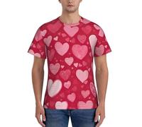 WOmeng T-shirt da uomo pratica a maniche corte con stampa San Valentino comoda maglietta palestra uso quotidiano traspirante, Nero , L