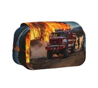 WOmeng Vigile del fuoco Fiamma Stampa Versatile Portapenne Scomparti Convenienza Viaggio Forniture per Ufficio Grande Capacità