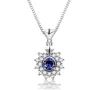 Womens 18 Karat White Chain Pendant, Flowers Shape With 0.28Ct Sapphire Pendant Necklaces Hypoallergenic Necklaces For Teens Girls Women Gifts For Birthday Christmas White