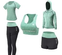Women's 5pcs Yoga Suit Ladies Workout Outfit Sportsuits Running Jogging Gym Sweatsuit Women's Activewear Sets Sport Yoga Fitness Clothing
