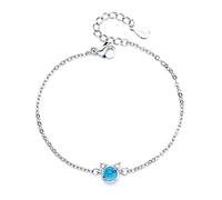 Womens 925 Cat Bangles for Women Authentic Jewelry Gift Pearl Charm Adjustable Link Chain Bangle,