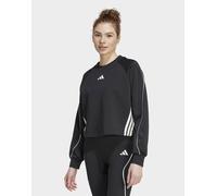 Womens adidas Felpa A Girocollo Stadium 3-strisce - Nero, nero 2XL