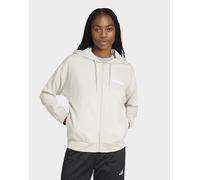 adidas Donna Essentials Linear Full Zip French Terry Hoodie Sweatshirt, Wonder Alumina/White, XL