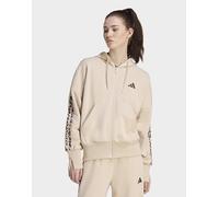 Womens adidas Giacca Da Allenamento Con Cappuccio E Zip Integrale Seasonal Essentials Animal Print 3-stripes - Beige, beige M